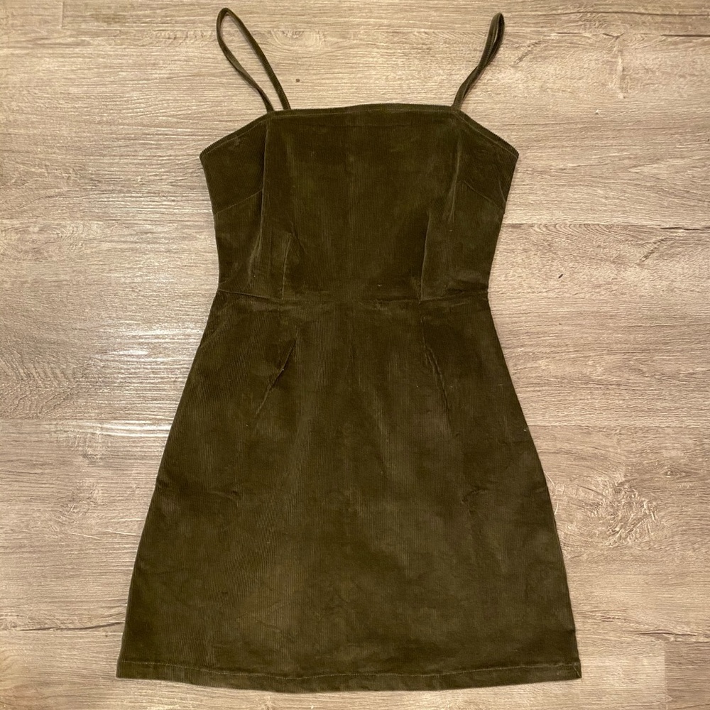 forest green corduroy mini dress